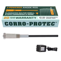 Power anode rod for water heater, eliminates rotten egg/sulfur smell within 24 hours and stops corrosion and reduces limescale, electrical made of titanium (Corro-Protec)