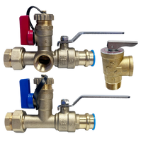 Tankless water heater valve install kit, 3/4press, lever handles