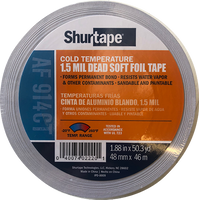 Tape, aluminum foil, 2 x 50 yards, cold temperature, aluminum backed, 1.5 mil