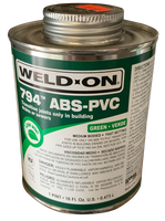 Cement medium bodied, green, transition ABS to PVC (non-pressure only) 16oz (1pint), fast setting, dauber included