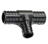 Qestpex plastic tee, 1 x 3/4 x 1 barb