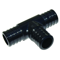 Qestpex plastic tee, 3/4 x 3/4 x 1 barb