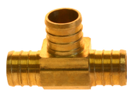 Qestpex brass tee, 3/4 x 3/4 x 1/2 barb
