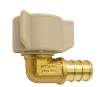 Qestpex brass 90 ell, 1/2 barb x 1/2 fip swivel