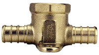 Qestpex cast brass drop eared tee, 1/2 pexB x 1/2 fip