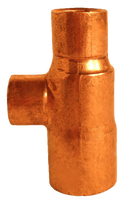 Copper reducing tee, c x c x c, 1 1/4 x 3/4 x 1 1/4