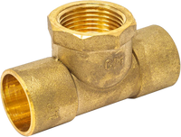 Cast brass tee reducing, c x c x fip, 1 1/4 x 1 1/4 x 1/2