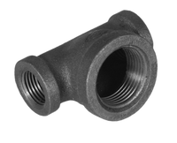 Black reducing tee, 3/4 x 3/4 x 1/2