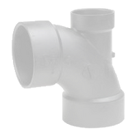 PVCDWV 1/4 bend (90 ell), hub x hub x hub, 3 x 3 x 2, w/low heel inlet