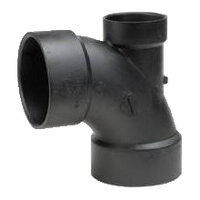 ABS 1/4 bend w/low heel inlet, hub x hub x hub, 3 x 3 x 2