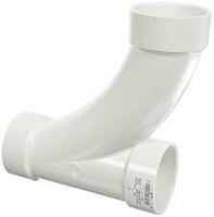 PVCDWV combination reducing wye/1/8 bend, hub x hub x hub, 4 x 4 x 3