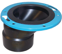 ABS closet flange w/adj metal ring, offset, hub, 4 x 3