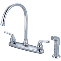 Kitchen faucet two lever handles gooseneck Chrome w/spray on side (K-5342)