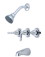 Tub/shower set three lever handles Chrome (8" brass valve body included)
