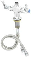 T & S single hole faucet, double pantry swivel/ridgid base, less nozzle, w/SS supply hoses