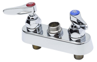 T & S deck mount faucet, 4 center, lever handles, no spout