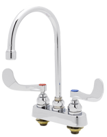 T & S deckmount faucet, 4 center, 1/2 ips end, w/swing gooseneck spout (B-1141-04)