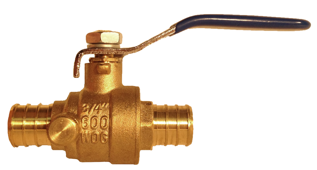 Ball valve crimp pex 1/2 brass w/drain w/stainless steel handle
