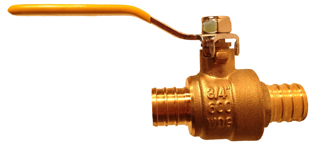 Ball valve crimp pex 3/4 brass w/stainless steel handle