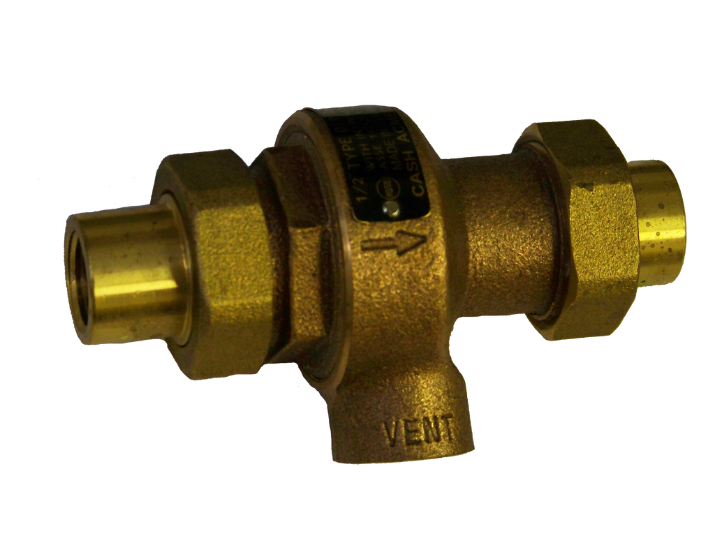 Backflow preventer 1/2ip w/double union w/atmospheric vent