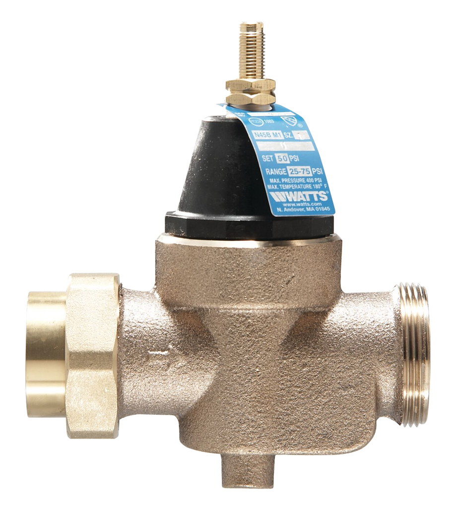 Pressure reducing valve 1/2ip w/union, plastic top Watts (LFN45BM1-U)