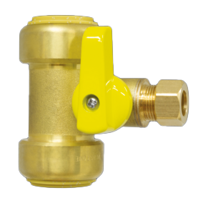 T-valve, 1/2 push on run, 1/4 comp on valve