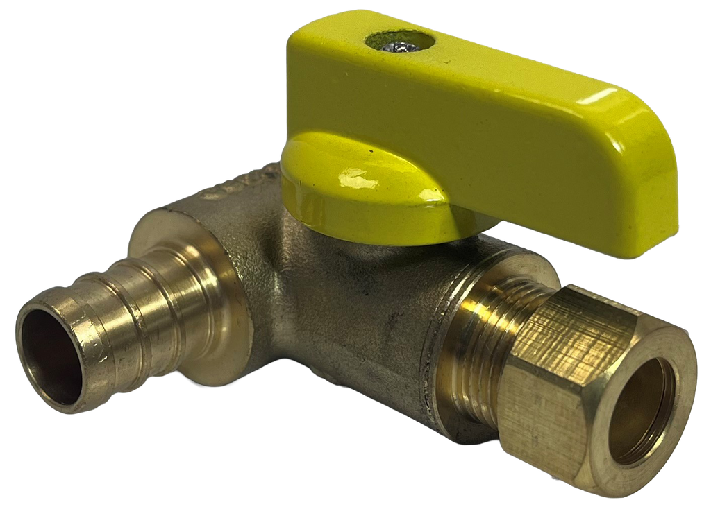 T-valve 1/2 crimp pex run 3/8 comp valve