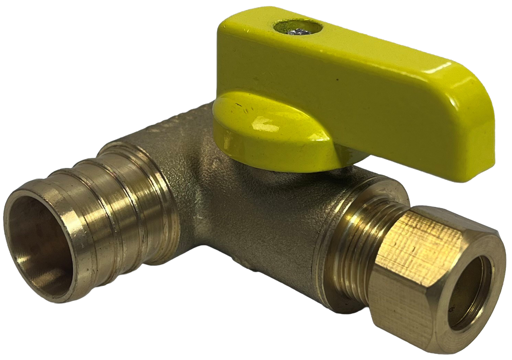 T-valve 3/4 crimp pex run 3/8 comp valve