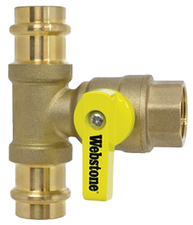 Full port ball valve press tee, 1/2press x 1/2press x 1/2fip