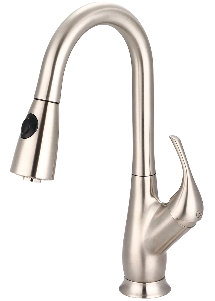 Kitchen faucet single lever handle bell pull down spray BRUSHED NICKEL