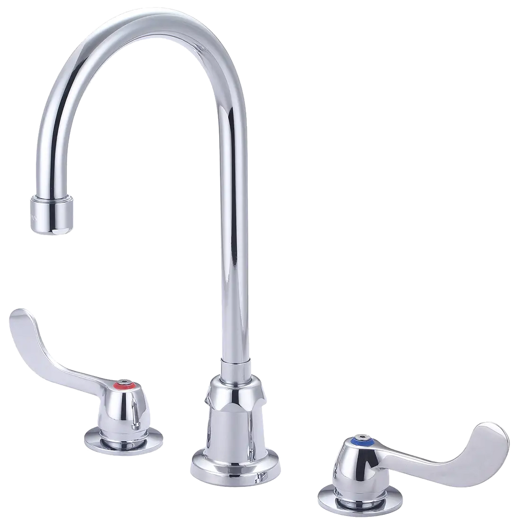 Kitchen faucet two wrist blade handles concealed deck widespread gooseneck 6 - 24 5 1/2