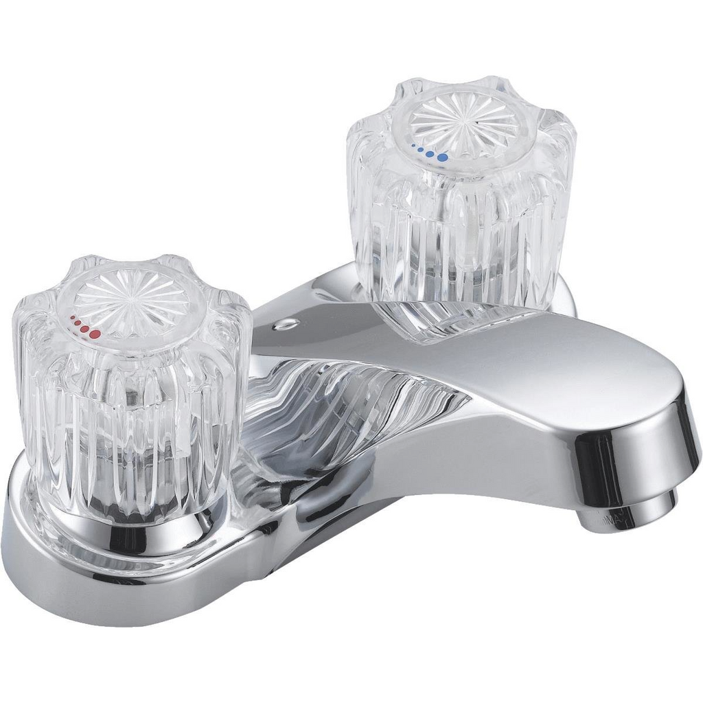 Lavatory faucet two acrylic handles no popup