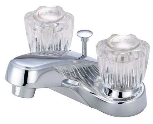 Lavatory faucet two acrylic handles w/brass popup