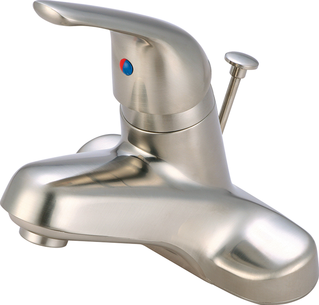 Lavatory faucet single lever loop handle w/brass popup BRUSHED NICKEL