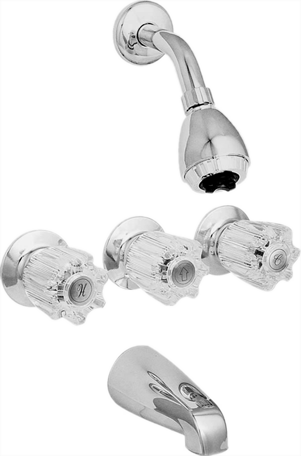 Tub/Shower valve three handle (8 brass valve body and trim)