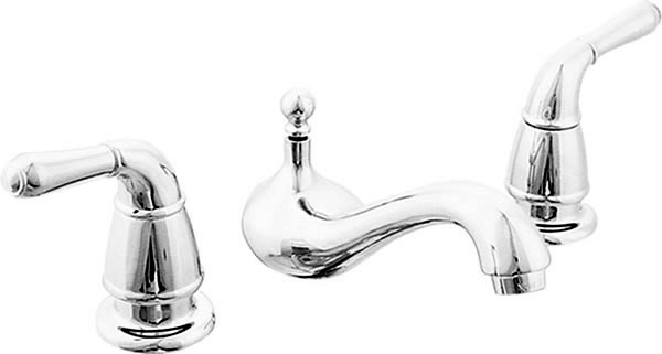 Lavatory faucet two lever handles widespread 50/50 popup ceramic cartridges 1.2gpm 4-16cc chrome Pioneer