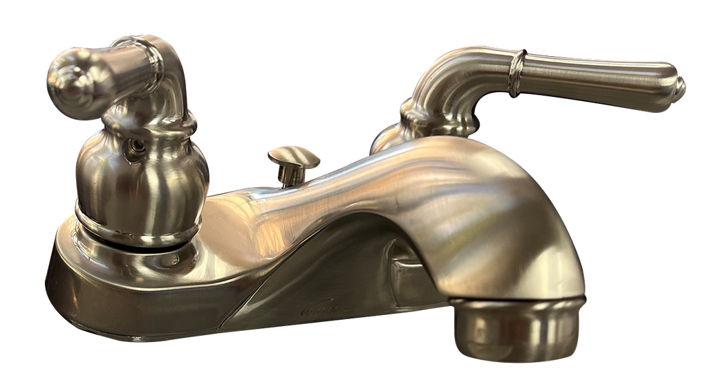 Lavatory faucet two lever handles w/brass popup decorative BRUSHED NICKEL