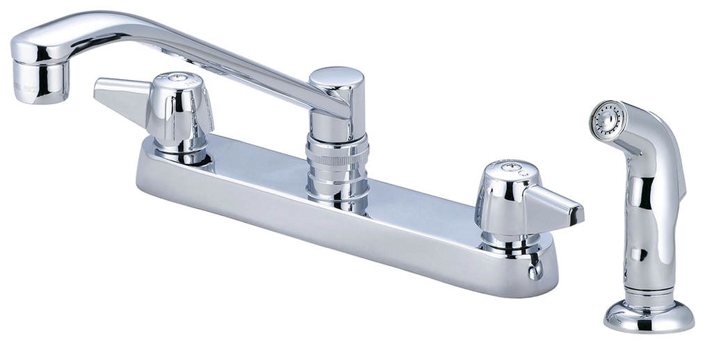 Kitchen faucet two lever handles w/spray castbrass ceramic cartridges (Central Brass)