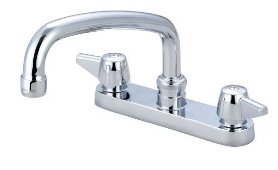 Kitchen faucet two canopy handles cast brass 8 spout 6cc commercial deck mount (Central Brass)