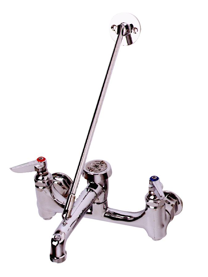 T & S service sink faucet, 7 rigid spout w/vacuum breaker and pail hook, top support wall bracket, rough chrome