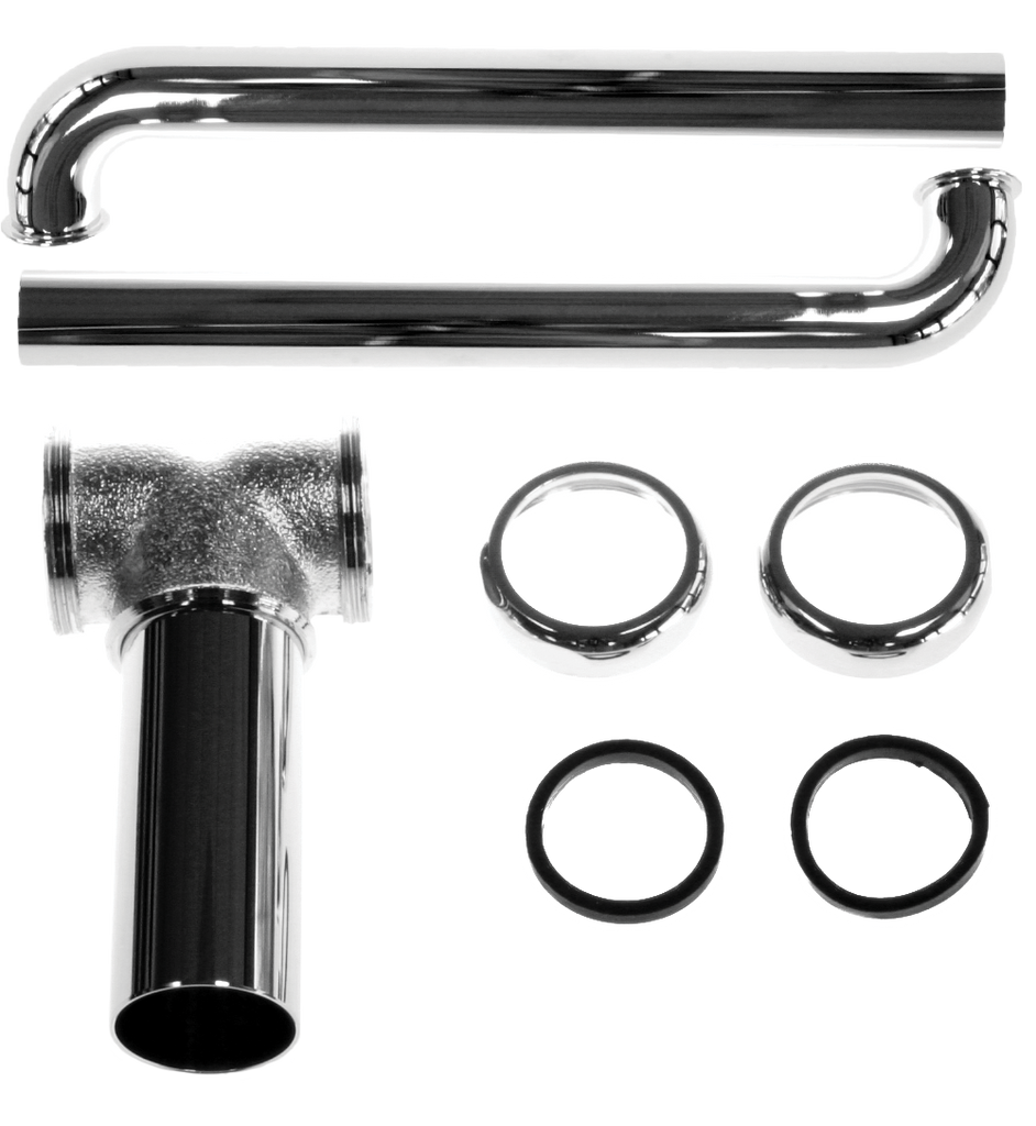 Cont waste CO baffle tee 17ga SJ connect brass nuts