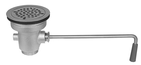 Commercial sink drain, twist lever 3 1/2 sink opening x 1 1/2 drain