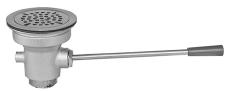 Commercial sink drain, popup lever 3 1/2 sink opening x 1 1/2 drain