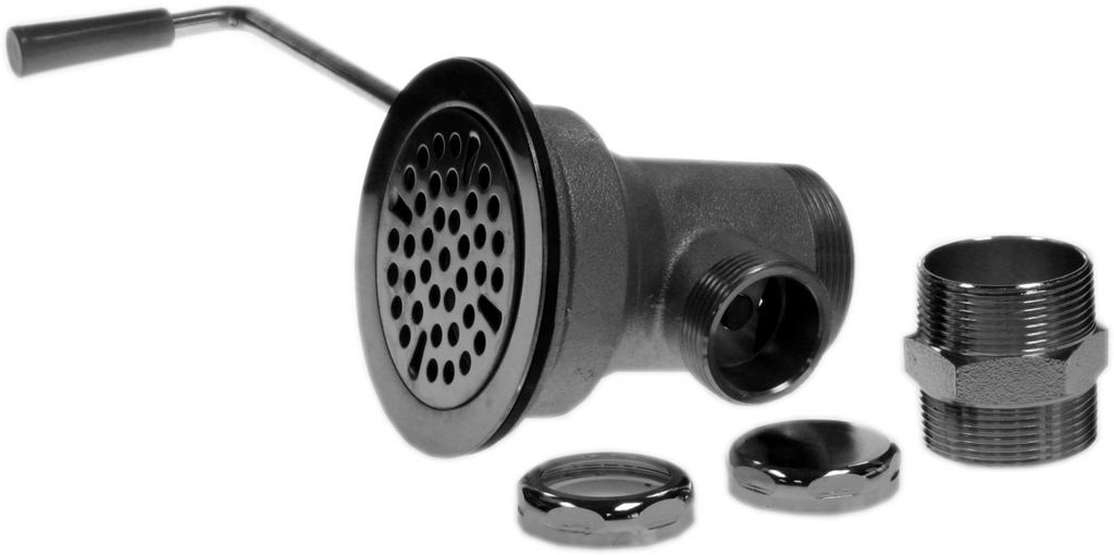 Commercial sink drain, twist lever 3 sink opening x 1 1/2 drain