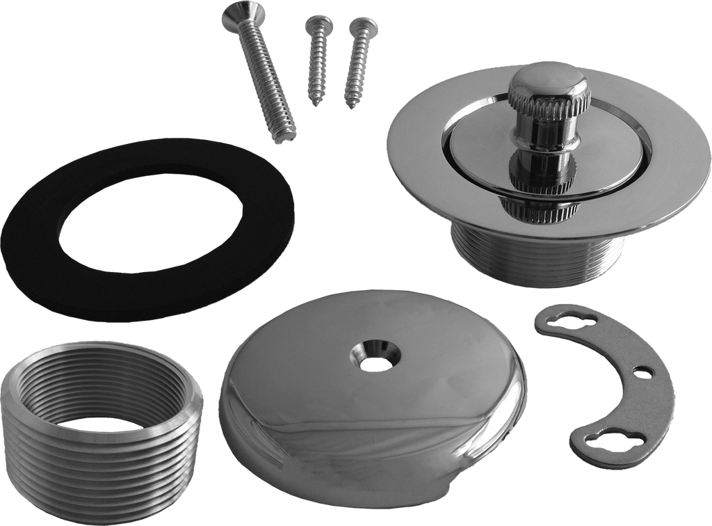 Bath waste lift and turn trim kit, w/1or2 hole face plate, spud and bushing, Chrome