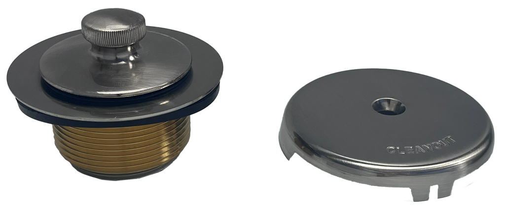 Bath waste lift and turn trim kit, w/1or2 hole face plate, spud and bushing, BRUSHED NICKEL
