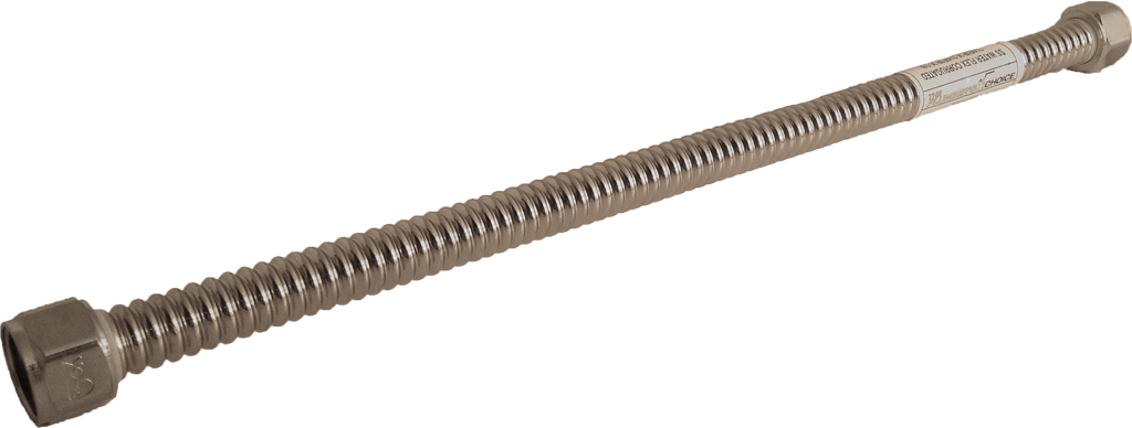 Stainless steel water flex, corrugated, 1fip x 3/4fip x 24
