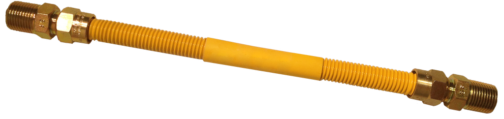 SS gas connector yellow coated 3/8id 1/2mip x 1/2mip x 48