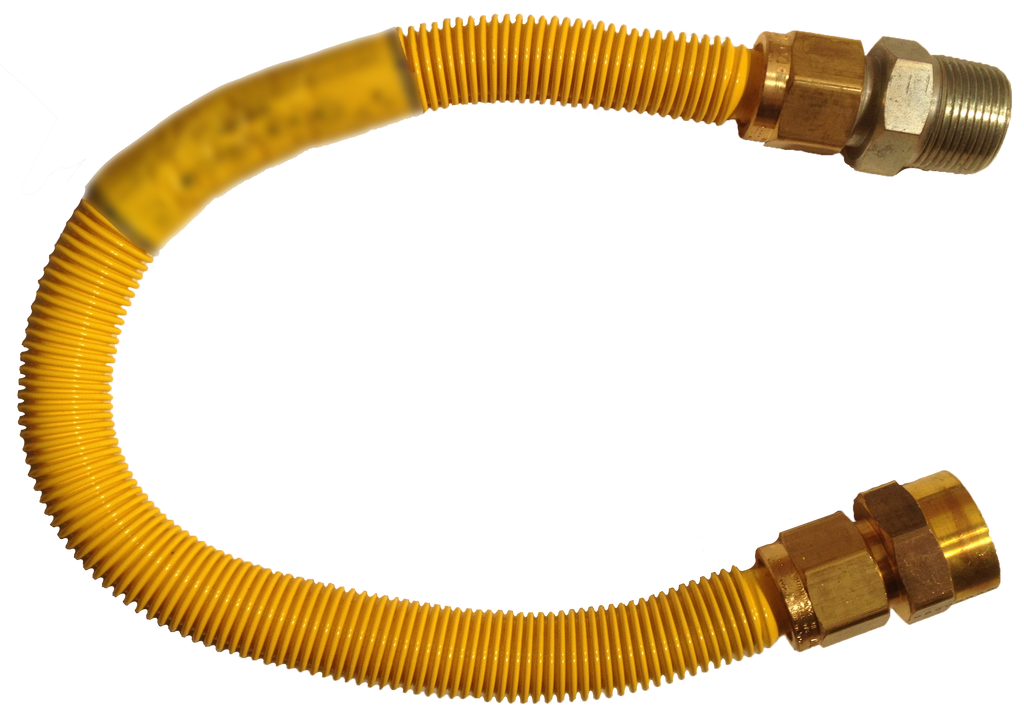 SS gas connector yellow coated 3/4id 1fip x 1mip x 24