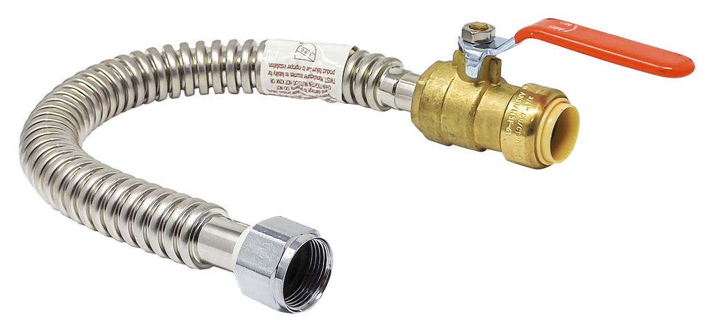 Stainless steel water flex, corrugated, 3/4fip x 3/4push-fit valve x 18